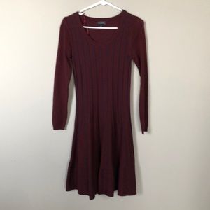 The Limited maroon and navy striped sweater dress